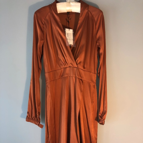 silk copper dress